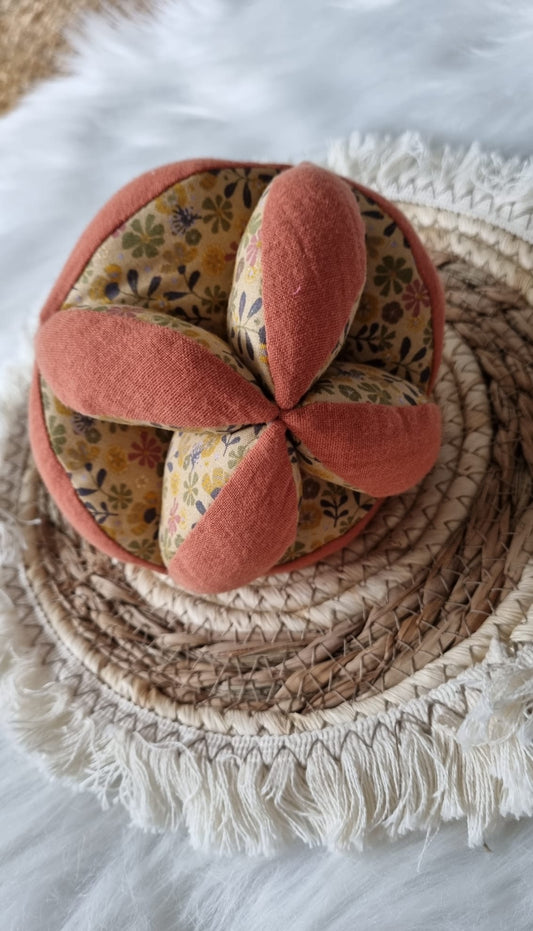 Balle de Préhension Motif Floral Moutarde/Brique